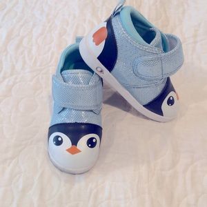 Ikiki blue shimmer penguin shoes